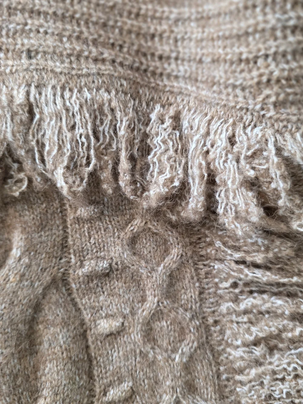 a.n.a Cable Knit Fringe Mock Neck Sweater NWT Womens Large Rust Brown Cozy Boho